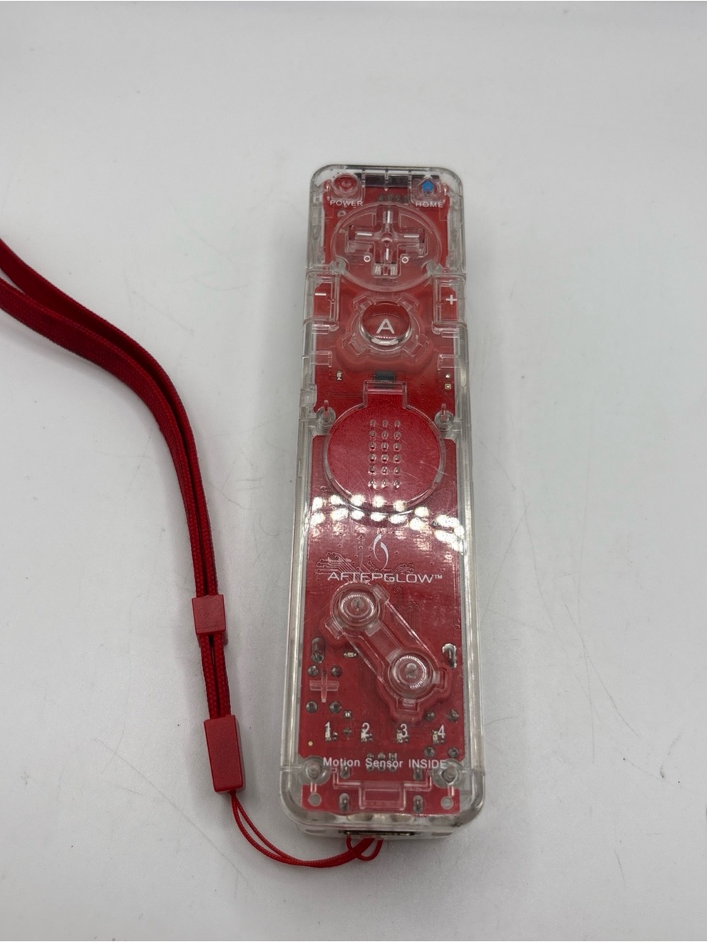 Afterglow Wii Remote Controller Clear Red Motion Plus LED Lights Tested Working